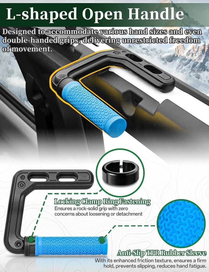 JROAD Bronco Aluminum Grab Handles Roll Bar Non-Slip Grip HandlesCompatible with Ford Bronco 2021-2025 Front or Rear Seat 4 Door Soft/Hard Top,Bronco Raptor Interior Accessories （2PCS/Blue） - Image 2